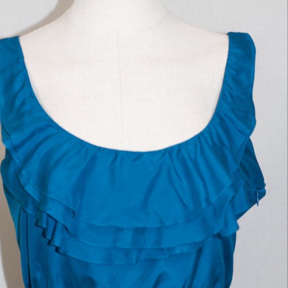 Ann Taylor Silk Blue Dress (6) - Picture 4 of 11